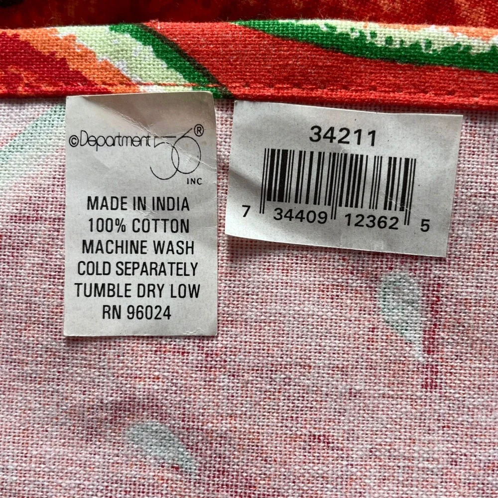 Department 56 Watermelon Slices‎ 6 Napkins and tablecloth Cotton Kitchen Linens